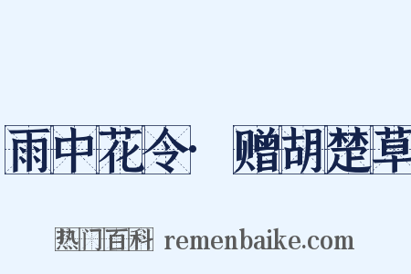雨中花令·赠胡楚草是什么意思的图片